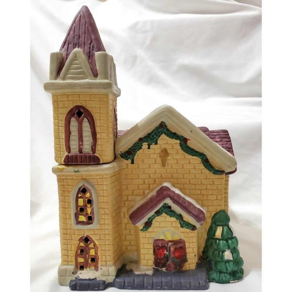 CHURCH Christmas Village ceramic building chapel house accessory 8"high